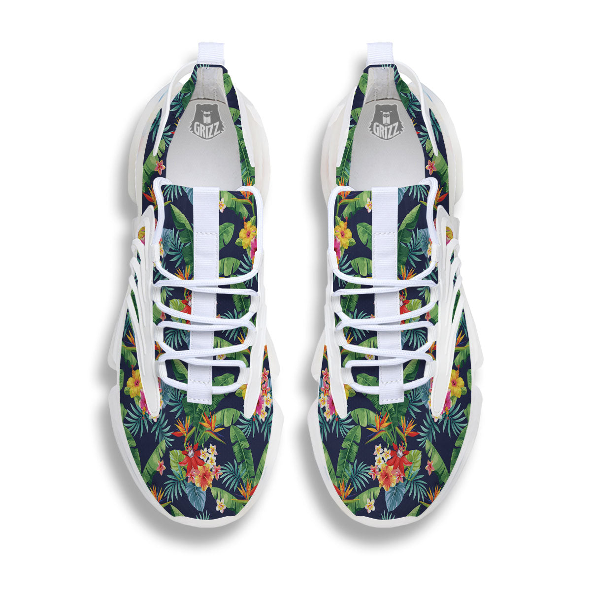 Flower Plumeria Vintage Print Pattern White Gym Shoes-grizzshop