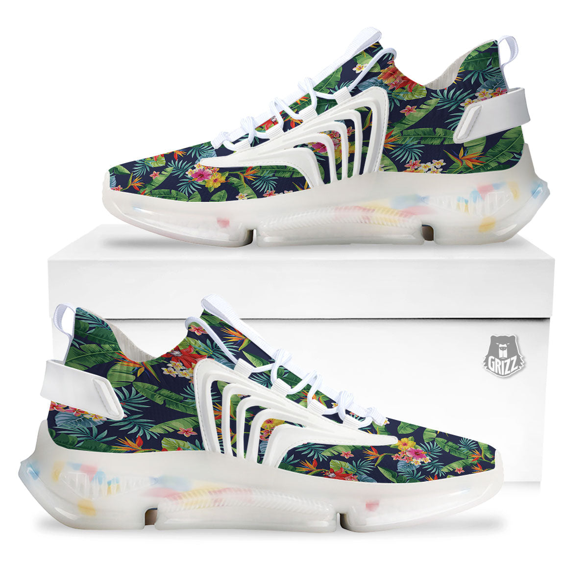 Flower Plumeria Vintage Print Pattern White Gym Shoes-grizzshop