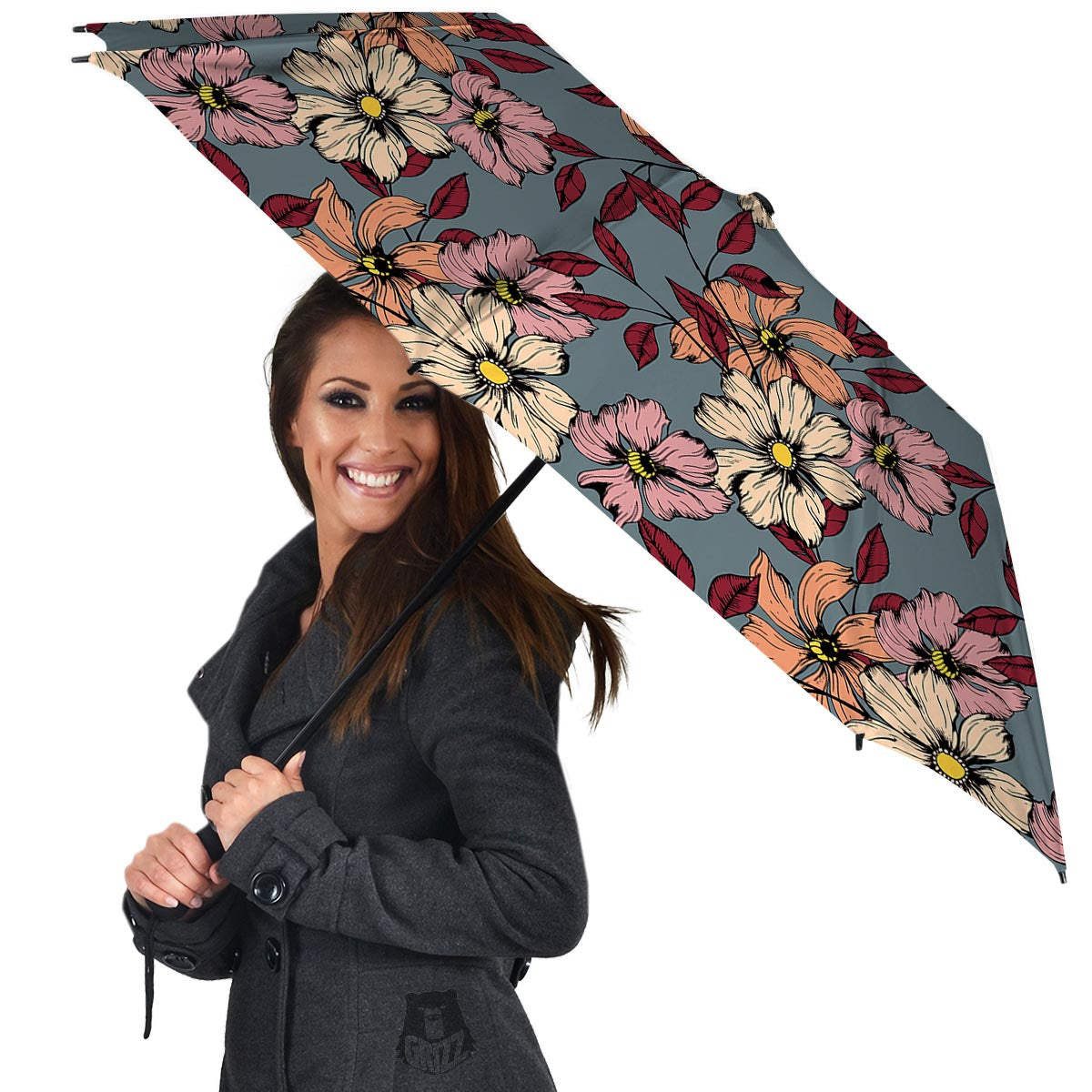 Flower Print Umbrella-grizzshop