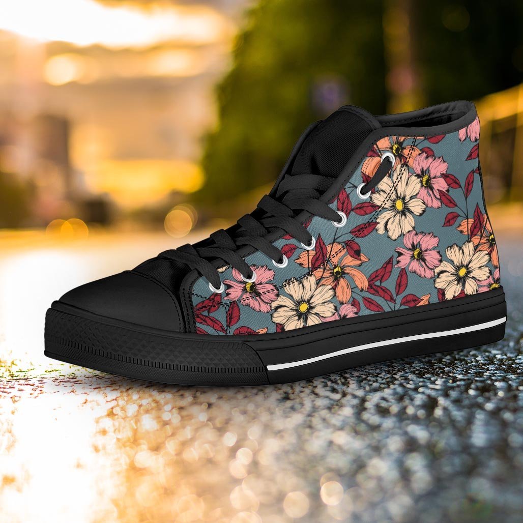 Flower Print Women's High Top Shoes-grizzshop
