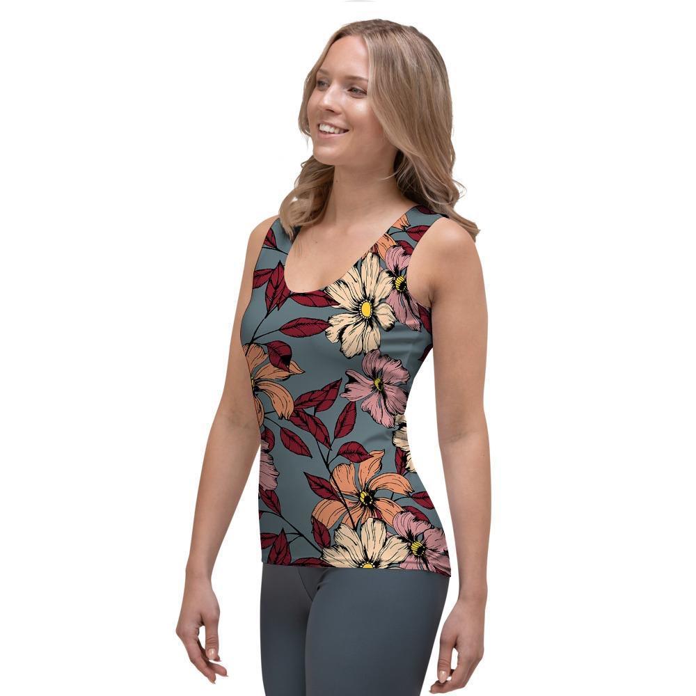 Flower Print Women's Tank Top-grizzshop