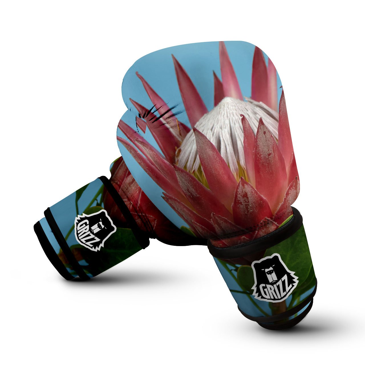 Flower Protea Print Boxing Gloves-grizzshop