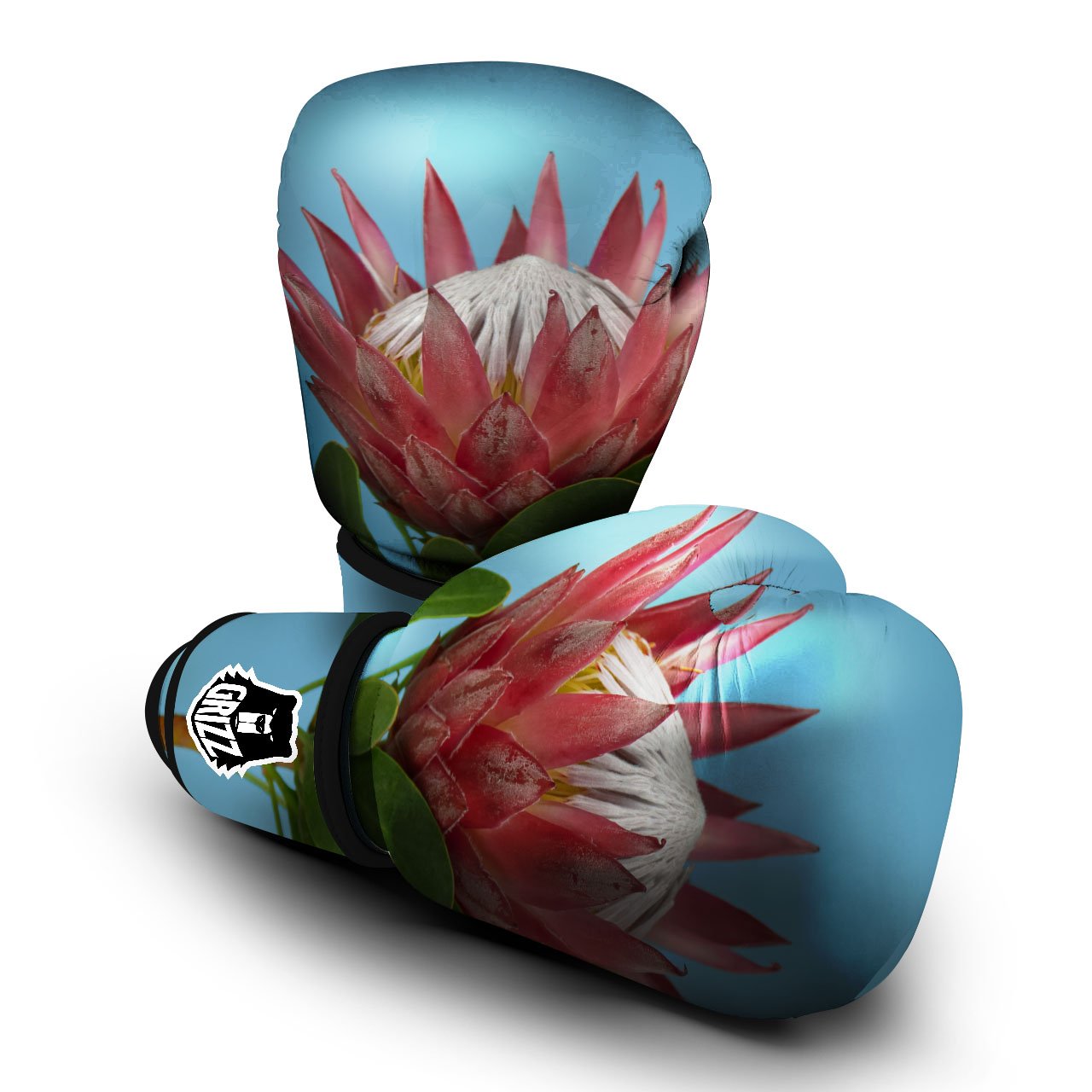 Flower Protea Print Boxing Gloves-grizzshop