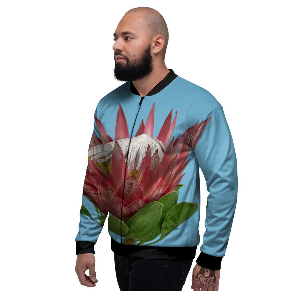 Flower Protea Print Men's Bomber Jacket-grizzshop