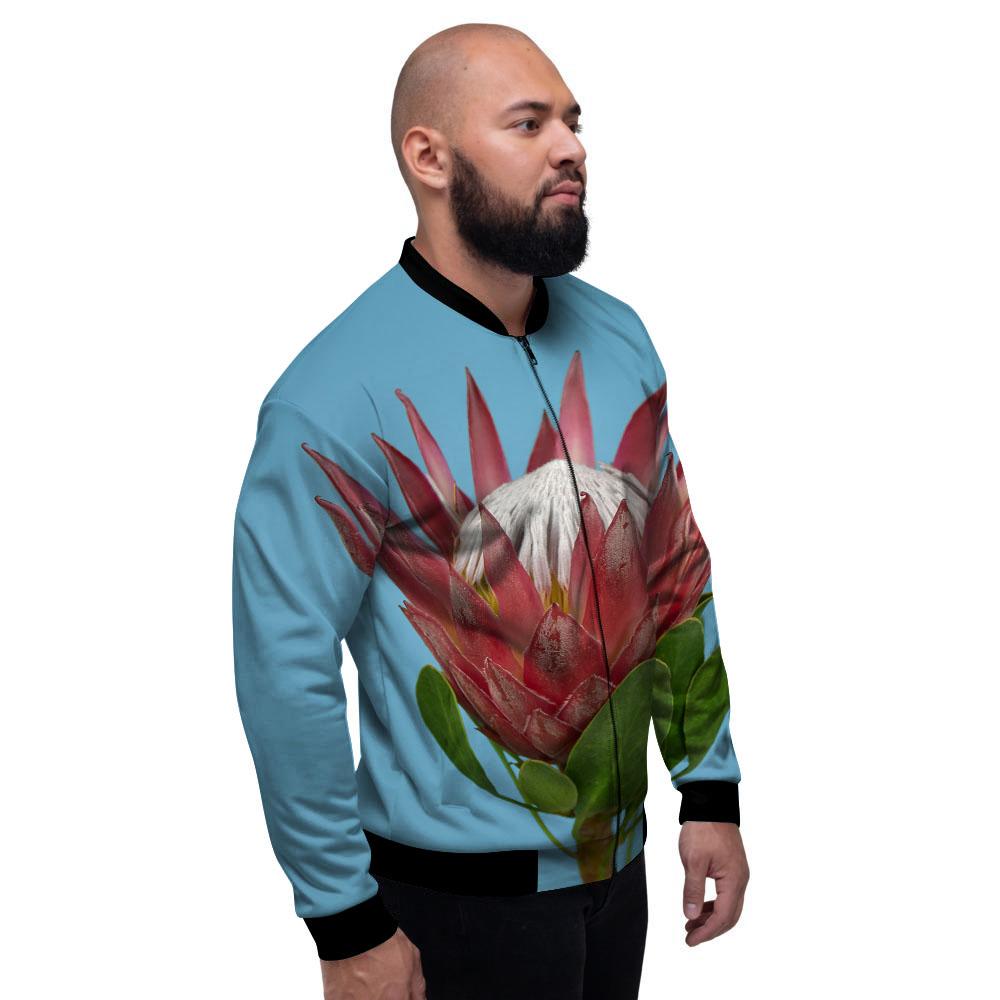 Flower Protea Print Men's Bomber Jacket-grizzshop