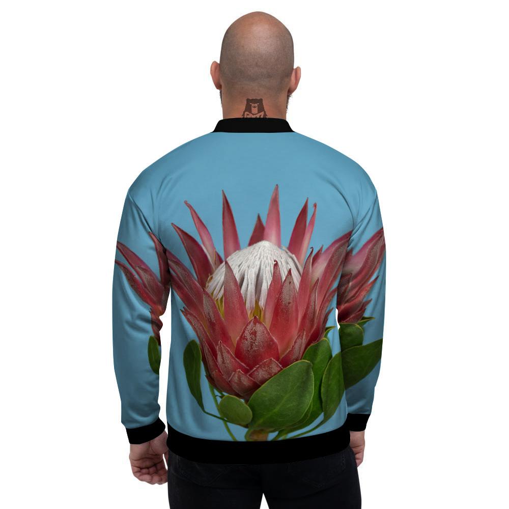Flower Protea Print Men's Bomber Jacket-grizzshop