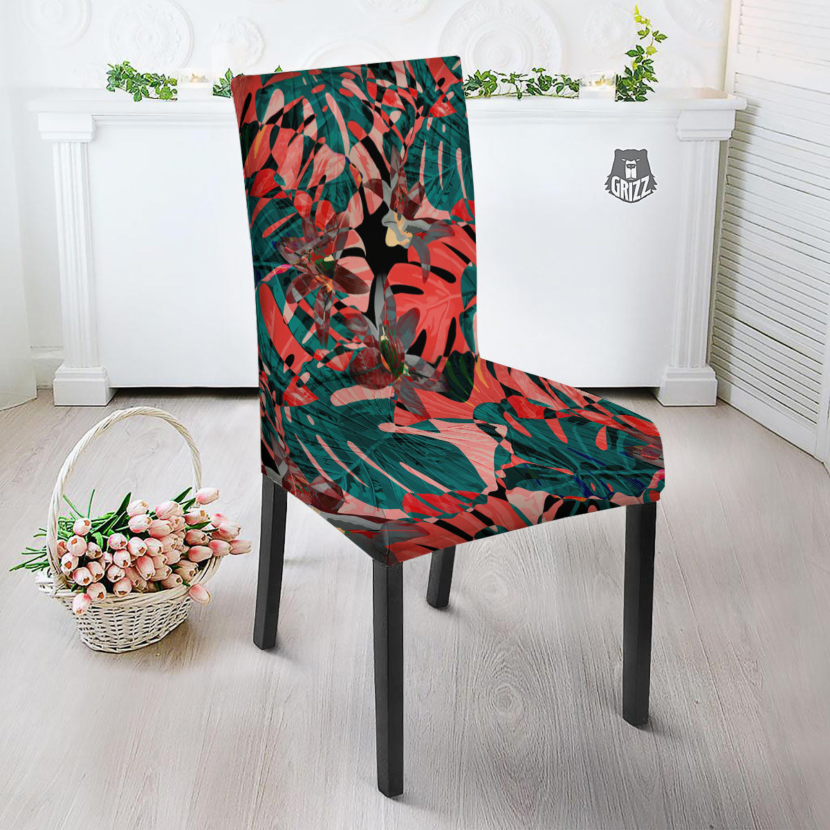 Flower Psychedelic Hawaiian Print Dining Chair Slipcover-grizzshop