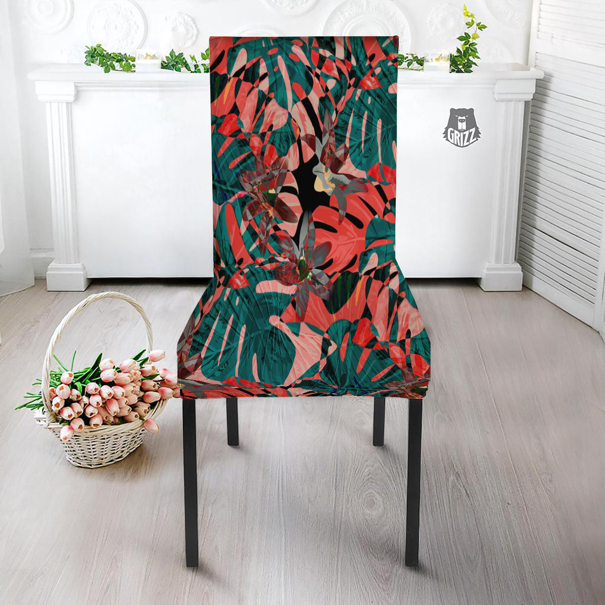 Flower Psychedelic Hawaiian Print Dining Chair Slipcover-grizzshop