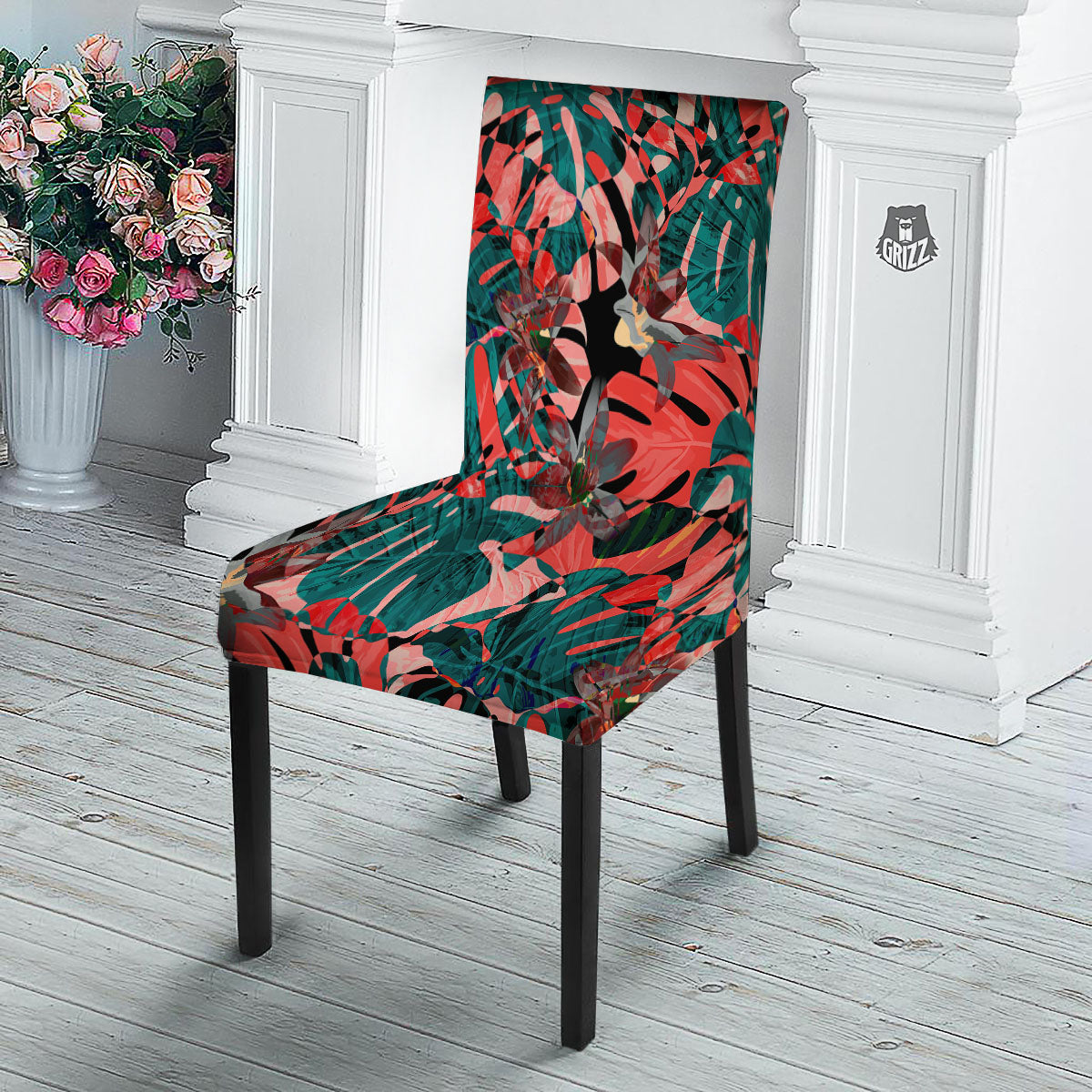 Flower Psychedelic Hawaiian Print Dining Chair Slipcover-grizzshop