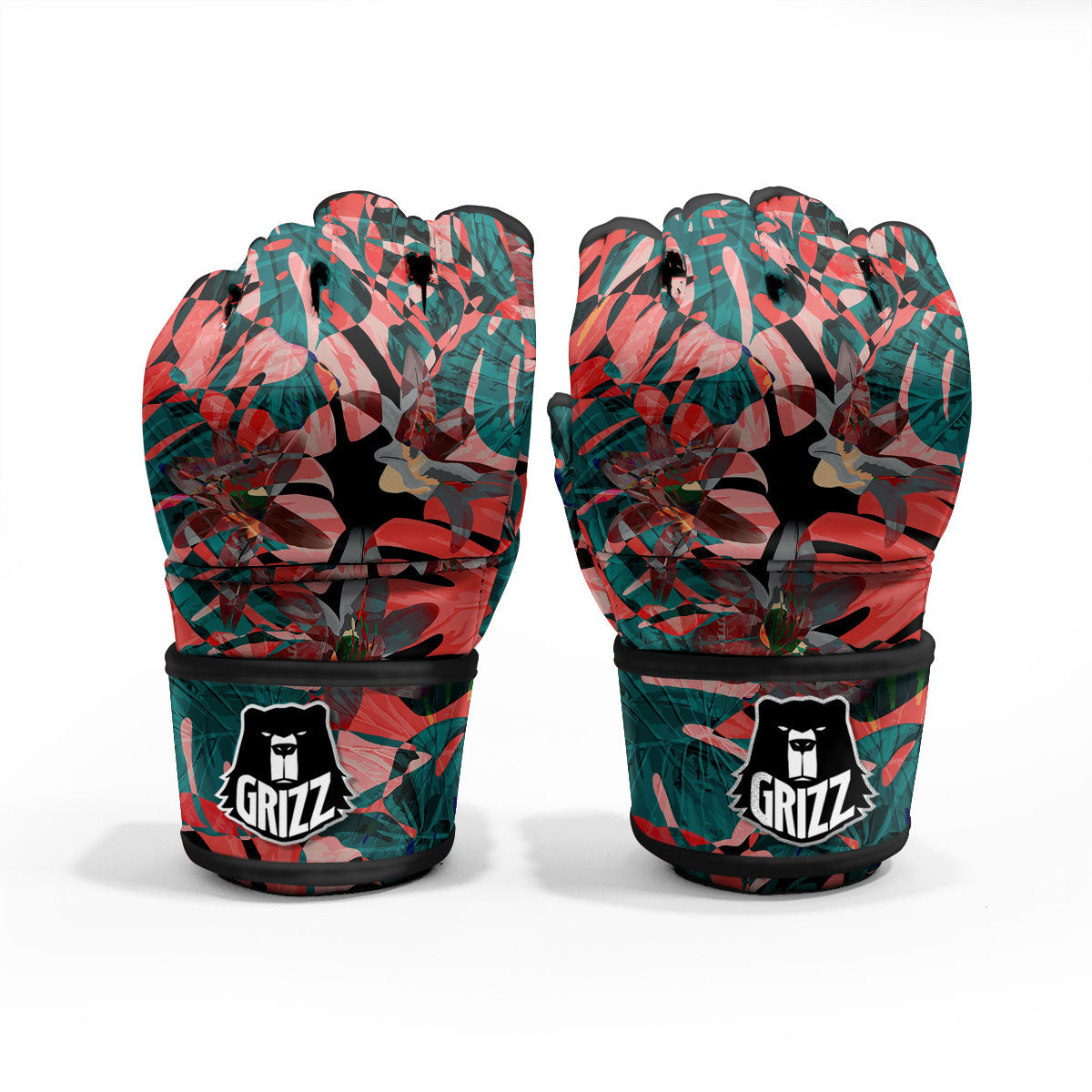 Flower Psychedelic Hawaiian Print MMA Gloves-grizzshop