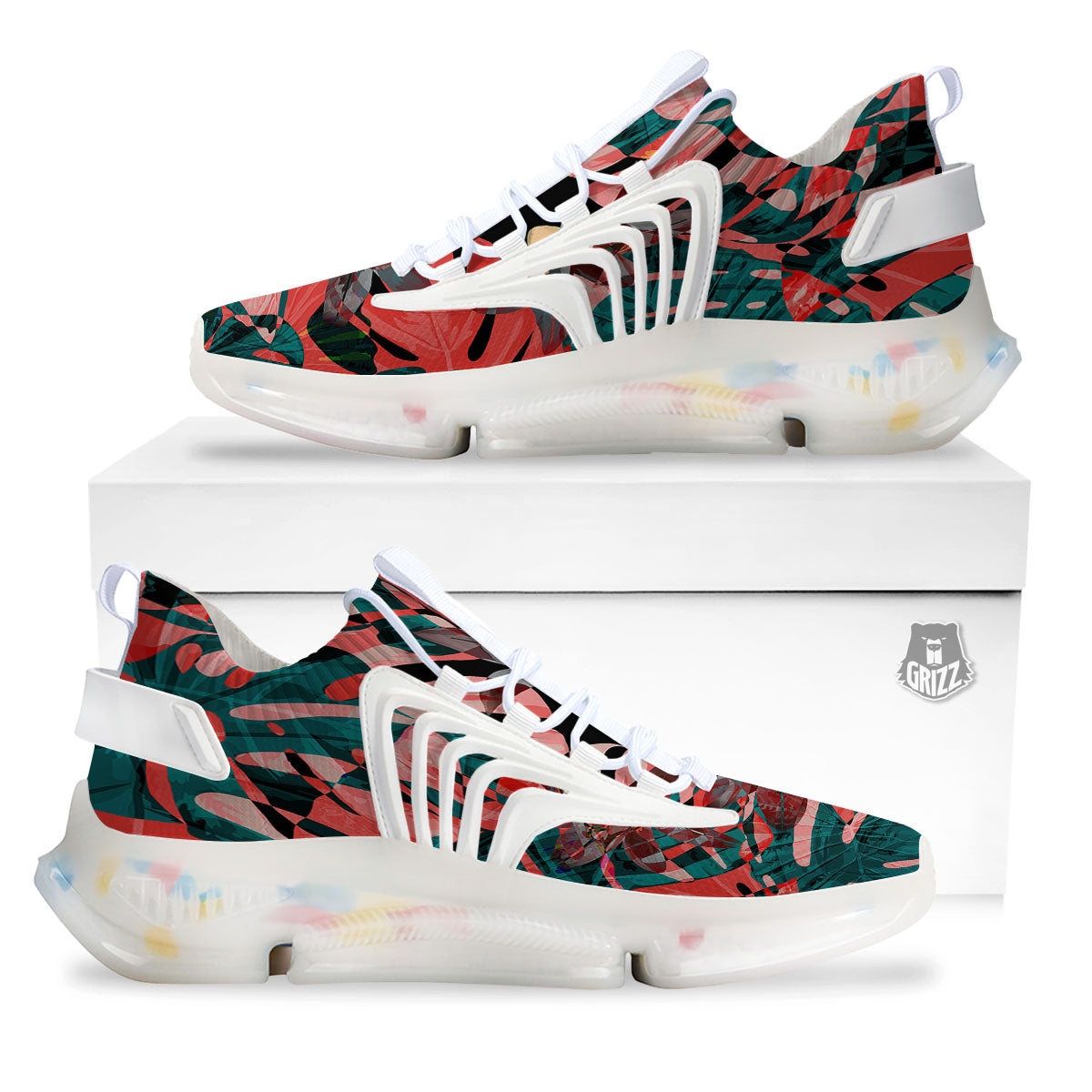 Flower Psychedelic Hawaiian Print White Gym Shoes-grizzshop