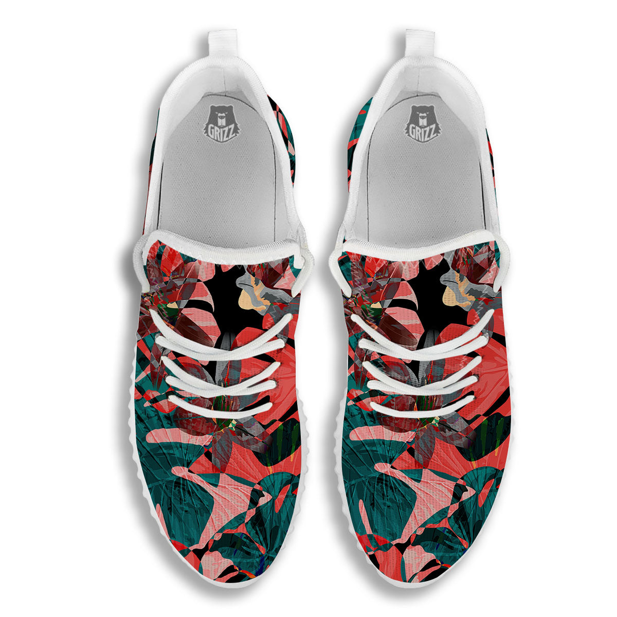 Flower Psychedelic Hawaiian Print White Walking Shoes-grizzshop