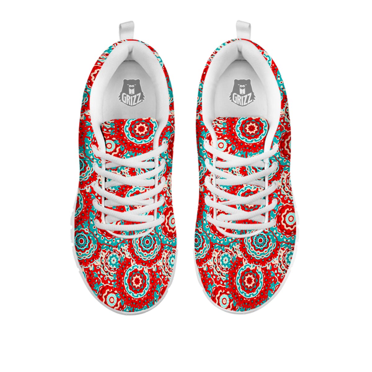 Flower Red Boho Print Pattern White Sneaker-grizzshop