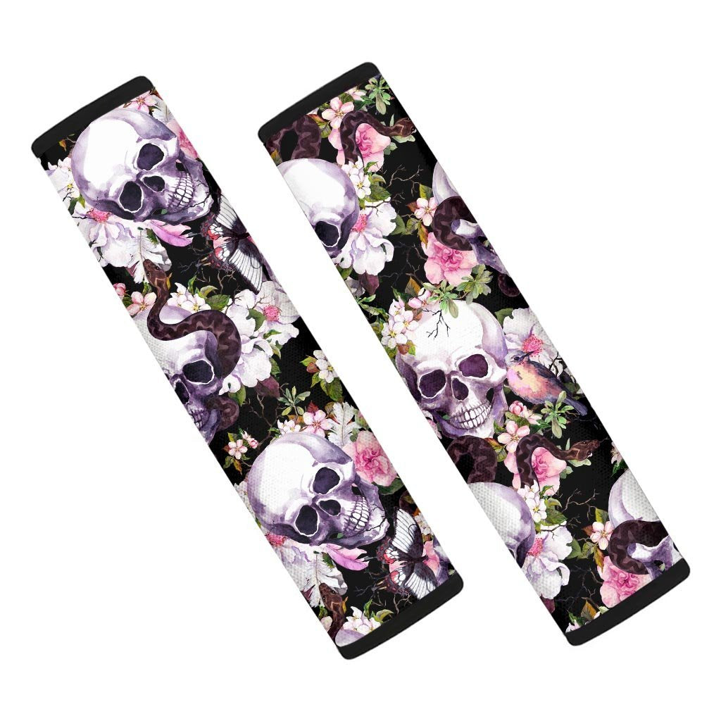 Flower Skull Seat Belt Cover-grizzshop