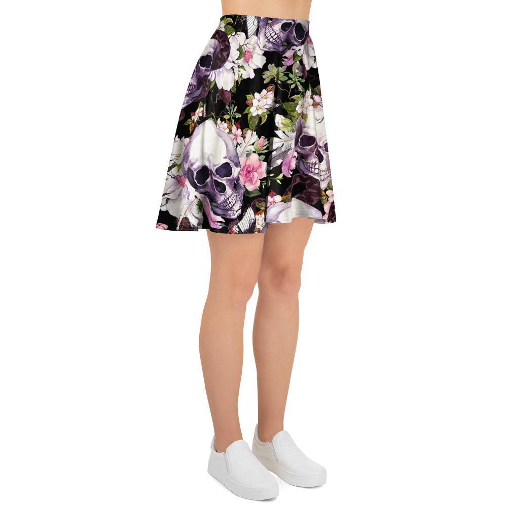 Flower Skull Women's Skirt-grizzshop