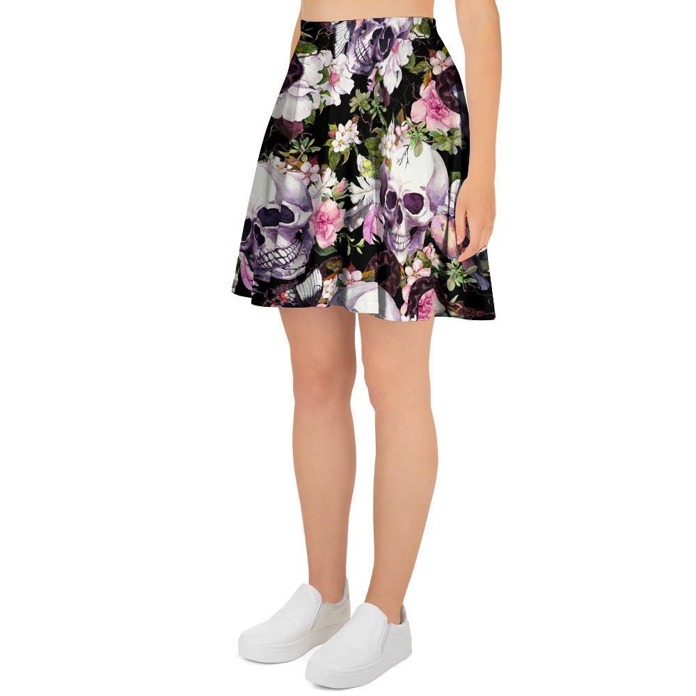 Flower Skull Women's Skirt-grizzshop