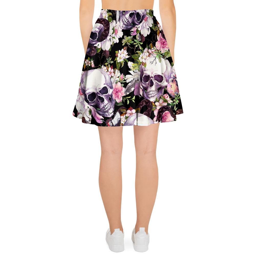 Flower Skull Women's Skirt-grizzshop