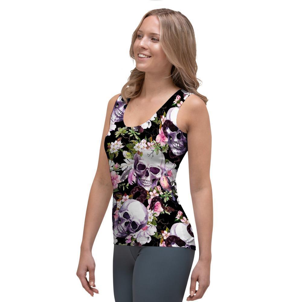 Flower Skull Women's Tank Top-grizzshop