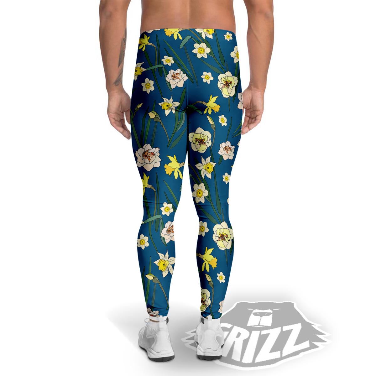 Flower Spring Daffodil Print Pattern Men's Leggings-grizzshop