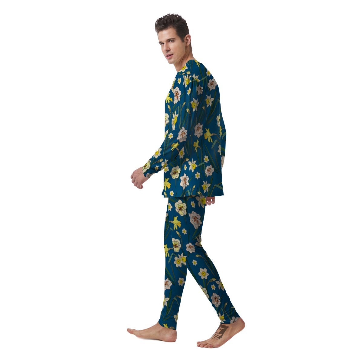 Flower Spring Daffodil Print Pattern Men's Pajamas-grizzshop