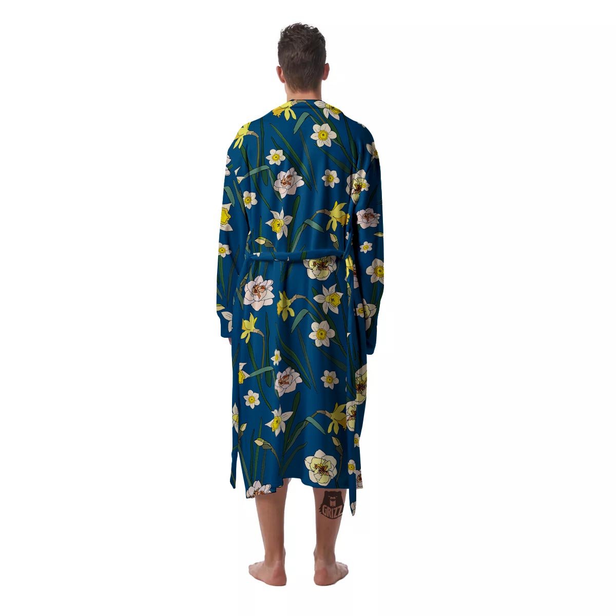 Flower Spring Daffodil Print Pattern Men's Robe-grizzshop