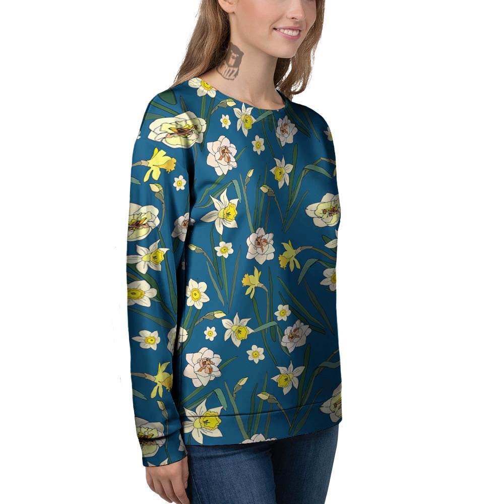 Flower Spring Daffodil Print Pattern Women's Sweatshirt-grizzshop