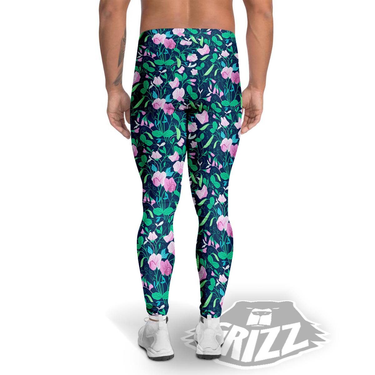 Flower Sweet Pea Print Pattern Men's Leggings-grizzshop