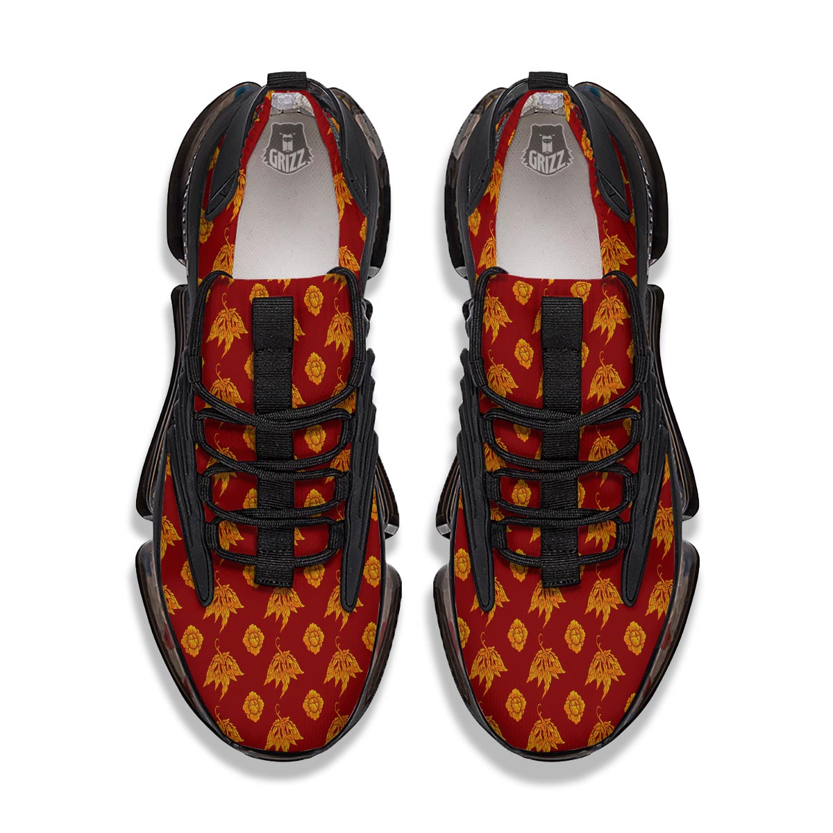 Flower Traditional Thai Print Pattern Black Gym Shoes-grizzshop