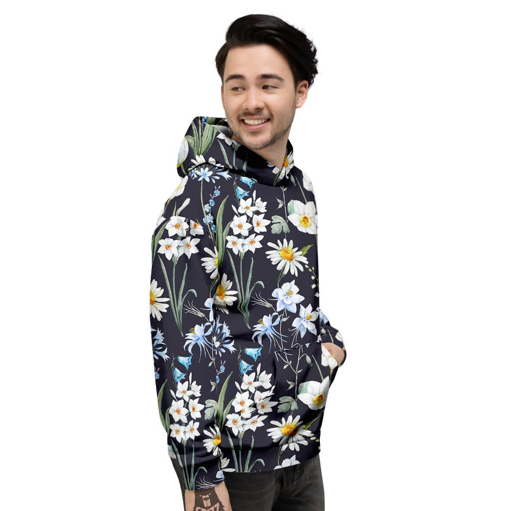 Flower White Daffodil Print Pattern Men's Hoodie-grizzshop