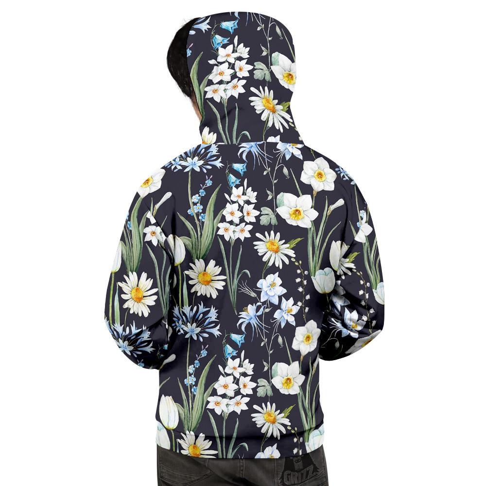 Flower White Daffodil Print Pattern Men's Hoodie-grizzshop