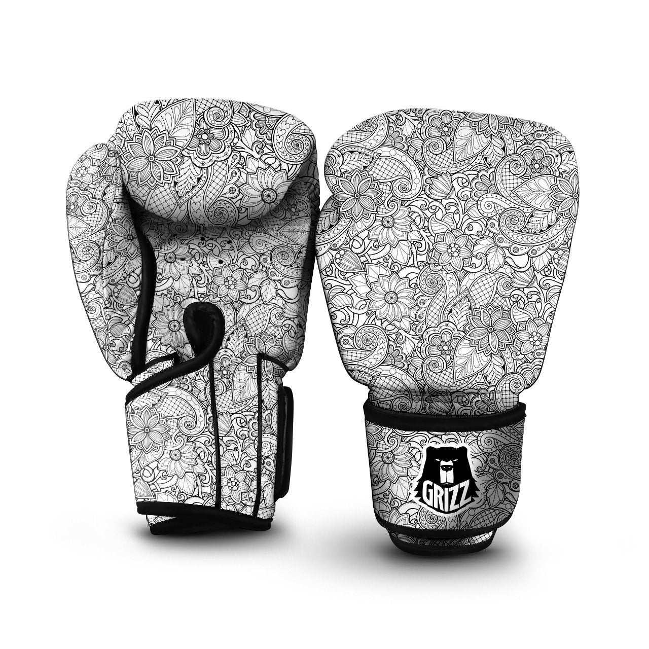 Flower Zentangle Print Pattern Boxing Gloves-grizzshop