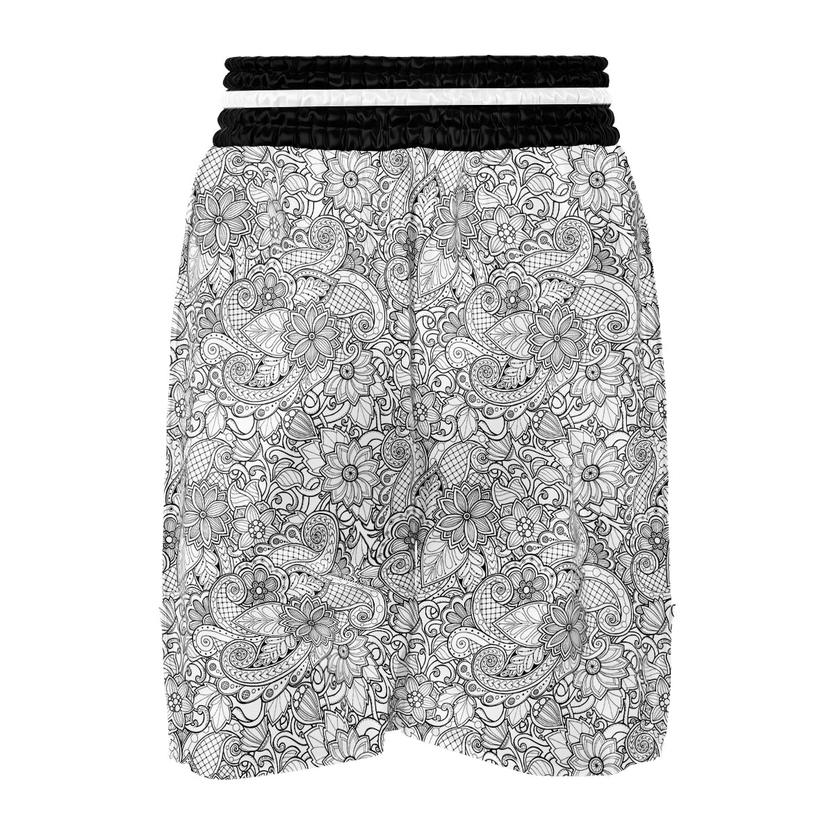 Flower Zentangle Print Pattern Boxing Shorts-grizzshop