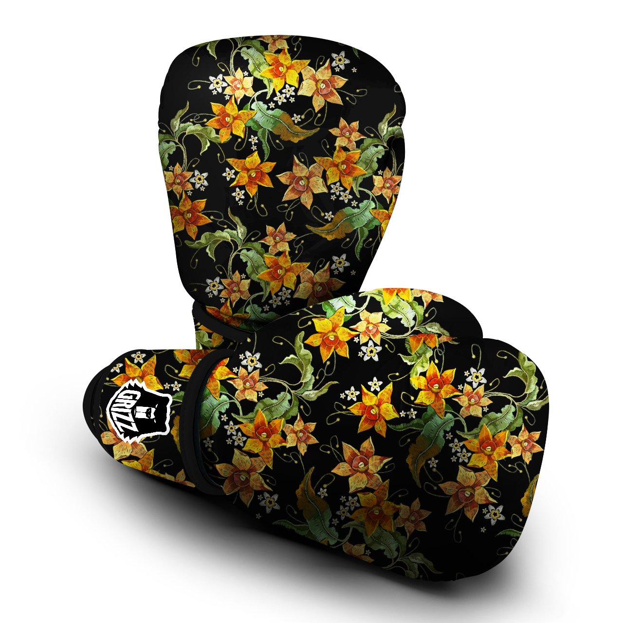 Flower Daffodil Vintage Print Pattern Boxing Gloves-grizzshop