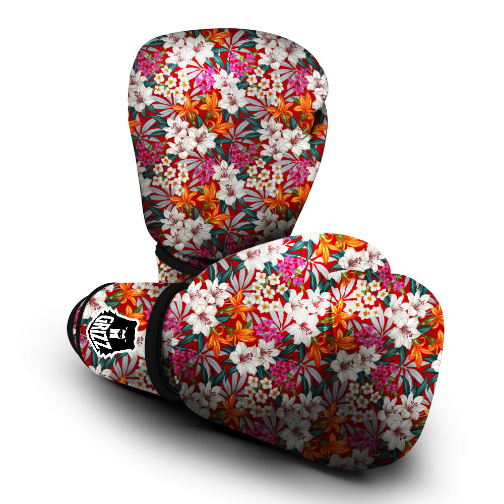 Flowers Aloha Hawaiian Print Pattern Boxing Gloves-grizzshop