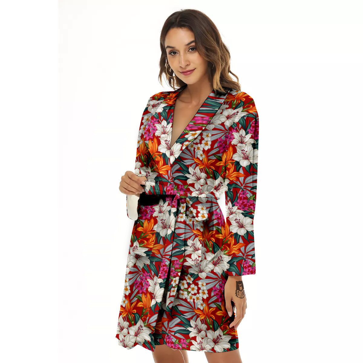 Flowers Aloha Hawaiian Print Pattern Women's Robe-grizzshop