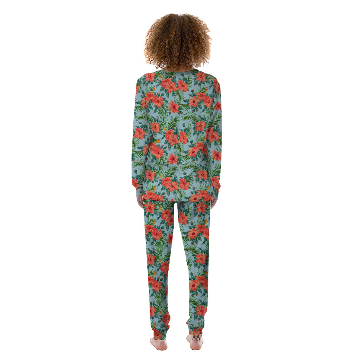 Flowers Hawaiian Hibiscus Print Pattern Women's Pajamas-grizzshop