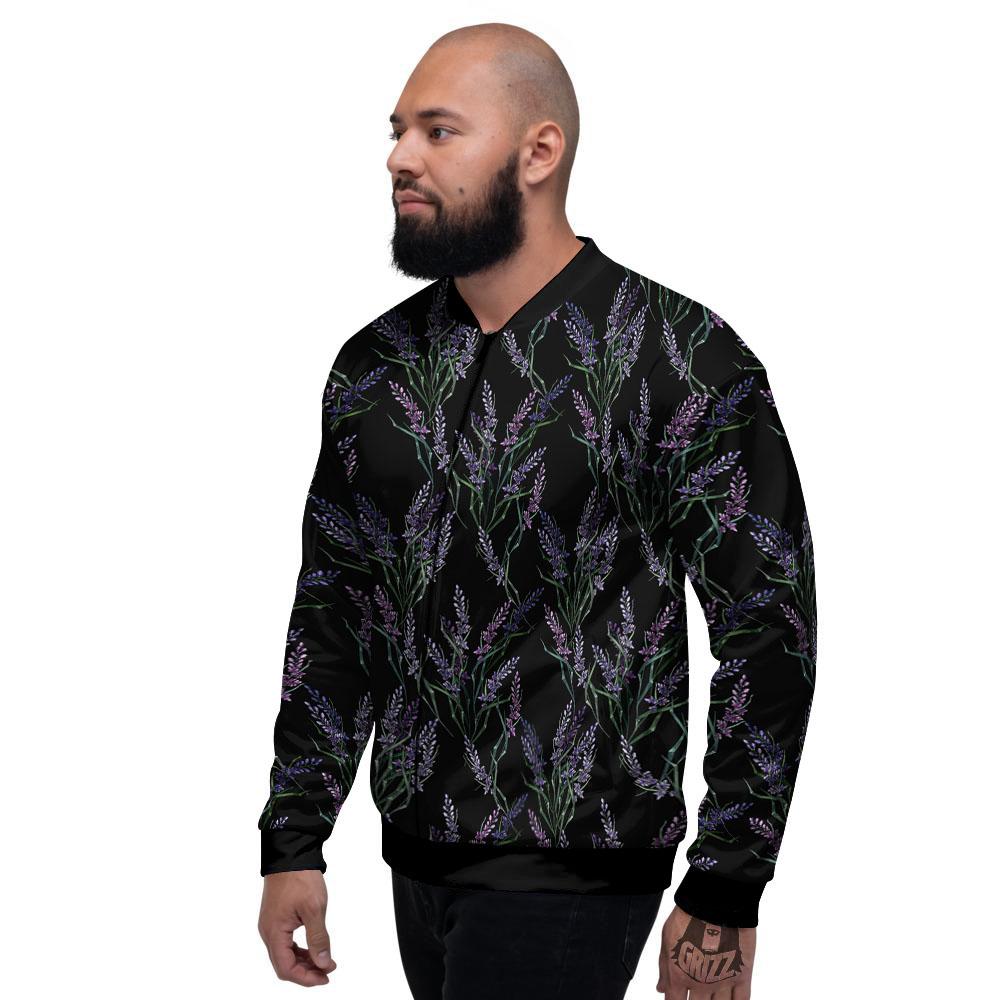 Flowers Lavender Print Pattern Men's Bomber Jacket-grizzshop