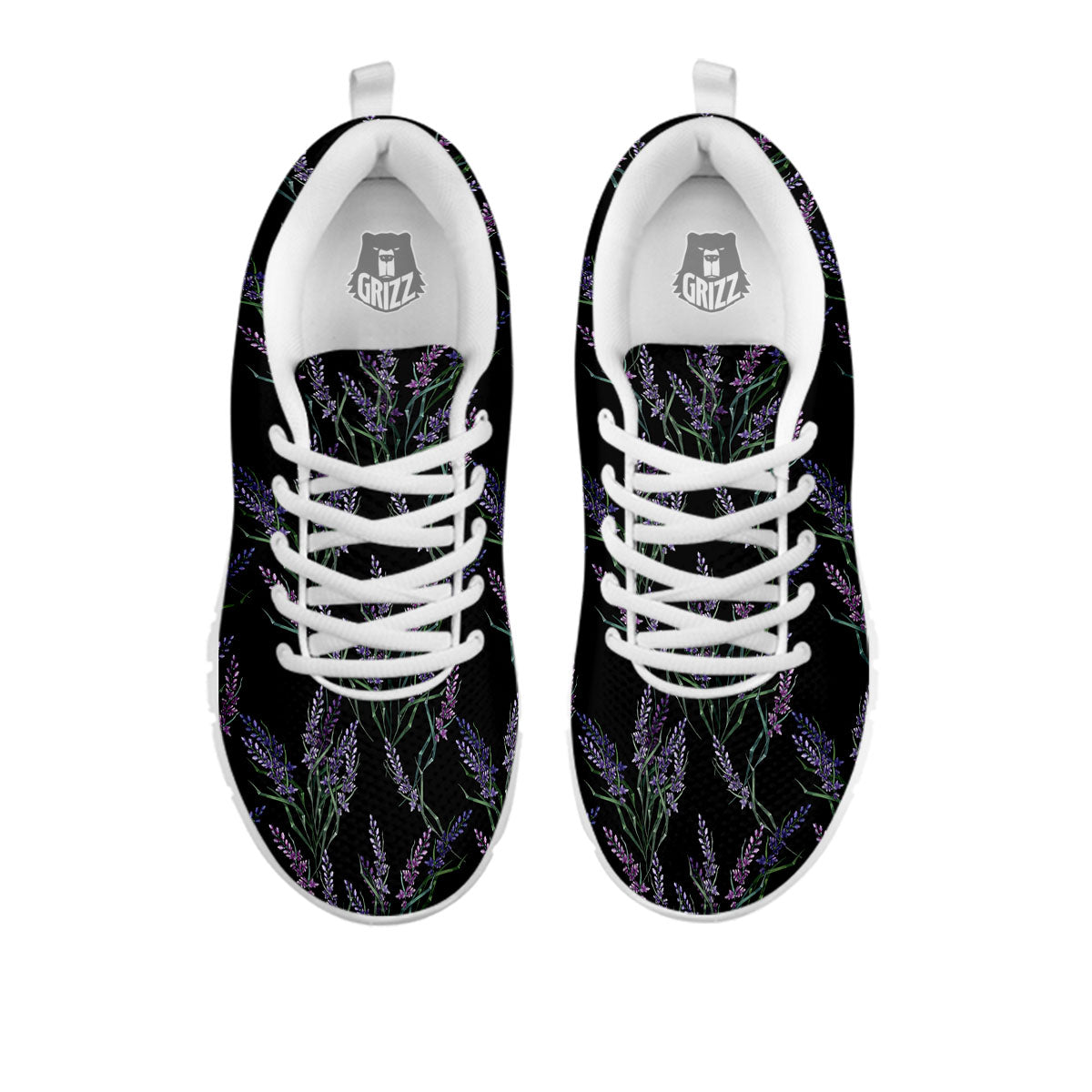 Flowers Lavender Print Pattern White Sneaker-grizzshop