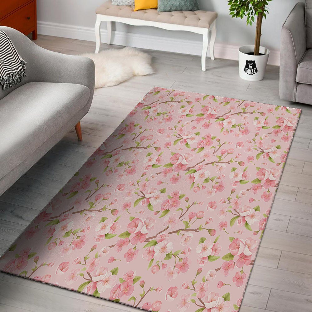 Flowers Pink Print Pattern Floor Mat-grizzshop