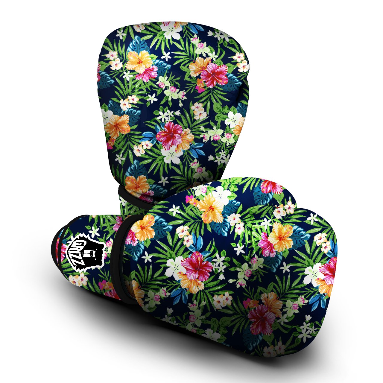 Flowers Tropical Print Pattern Boxing Gloves-grizzshop