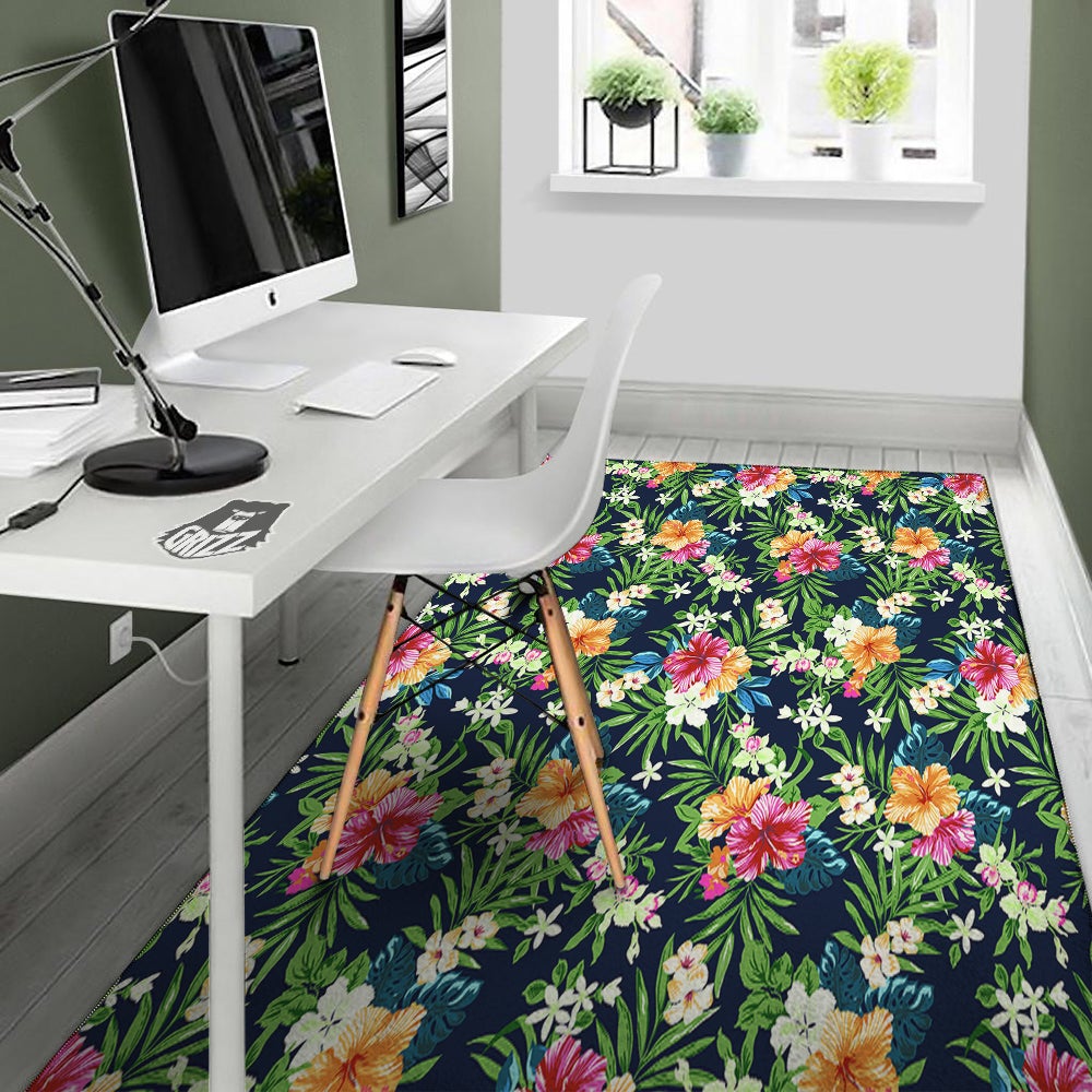 Flowers Tropical Print Pattern Floor Mat-grizzshop
