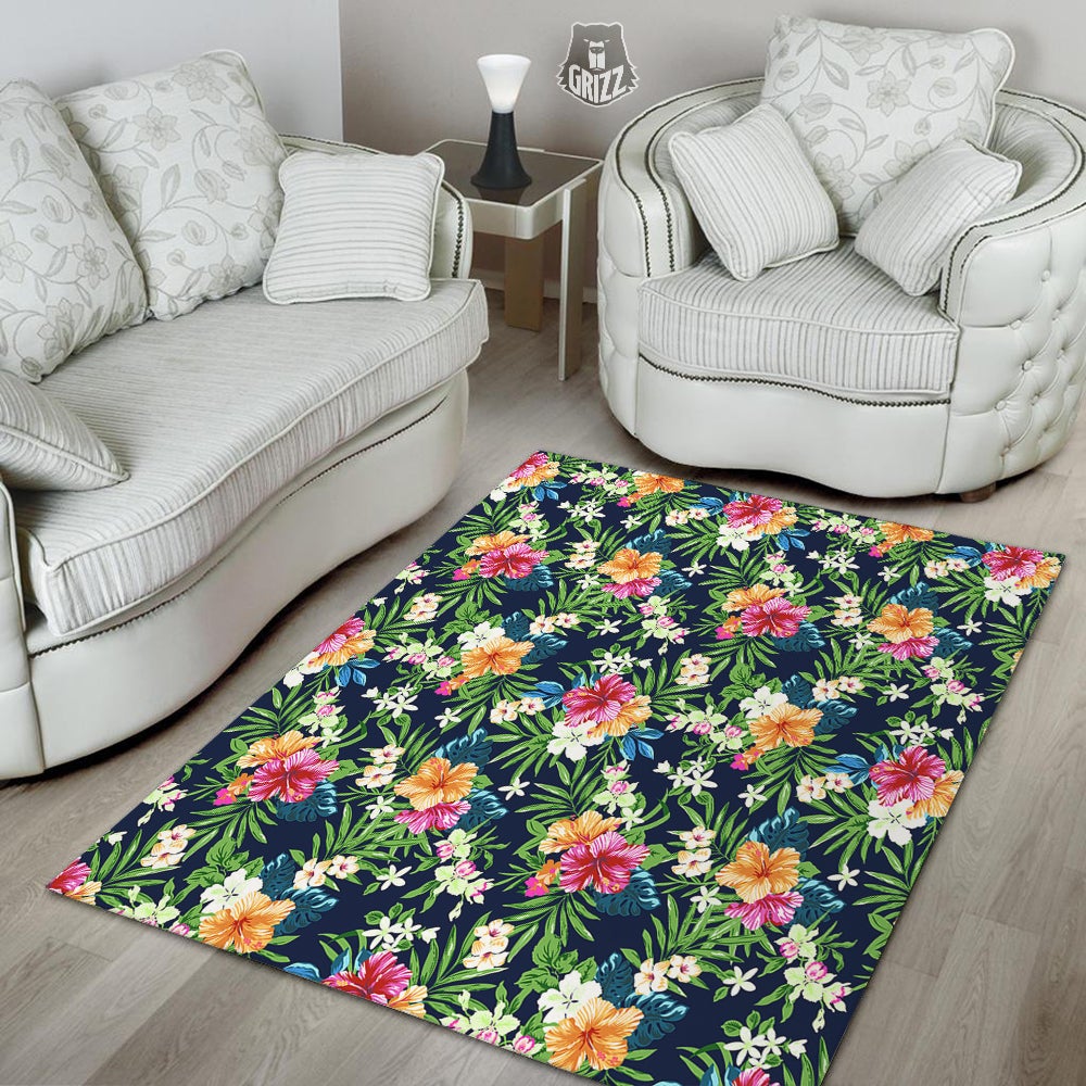 Flowers Tropical Print Pattern Floor Mat-grizzshop