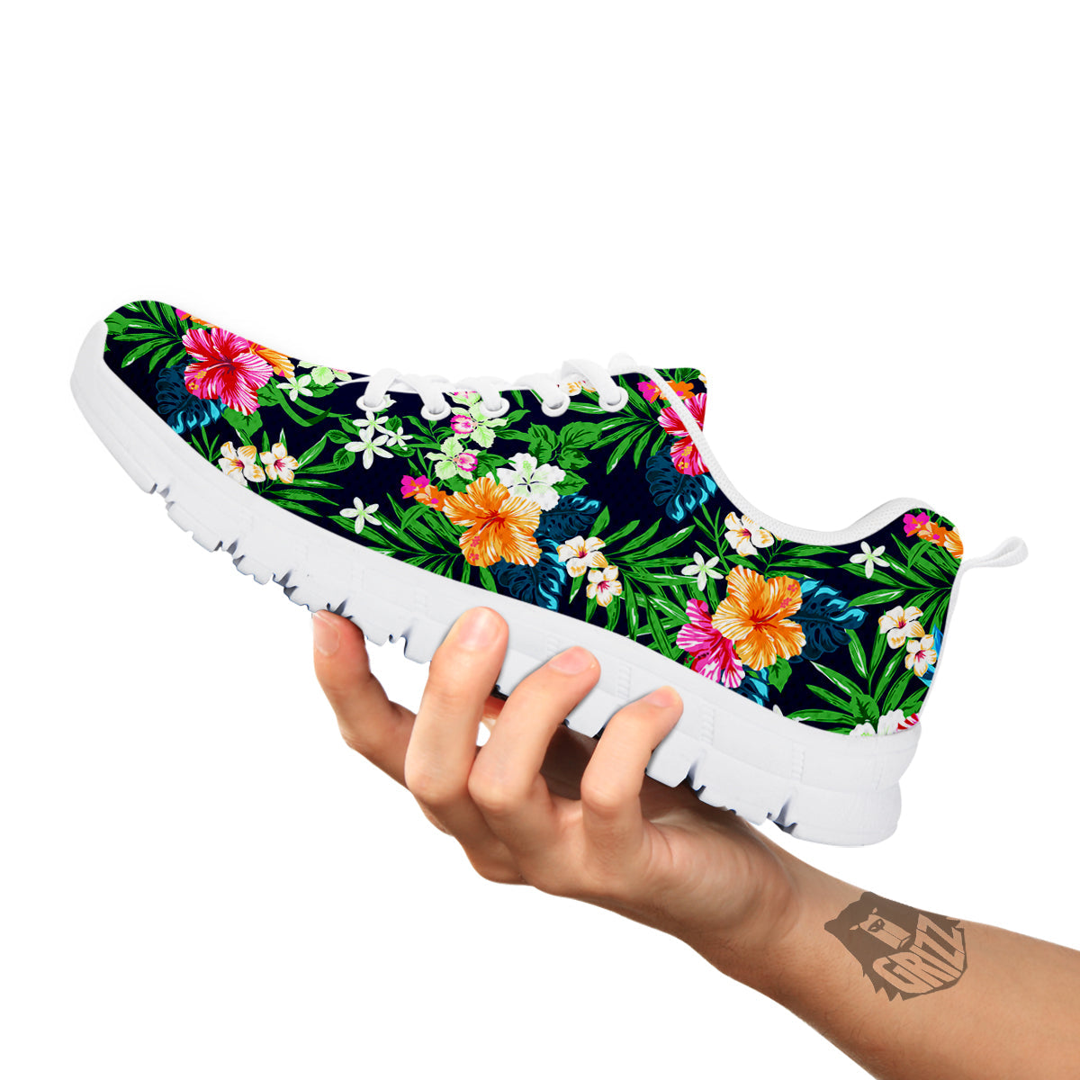 Flowers Tropical Print Pattern White Sneaker-grizzshop