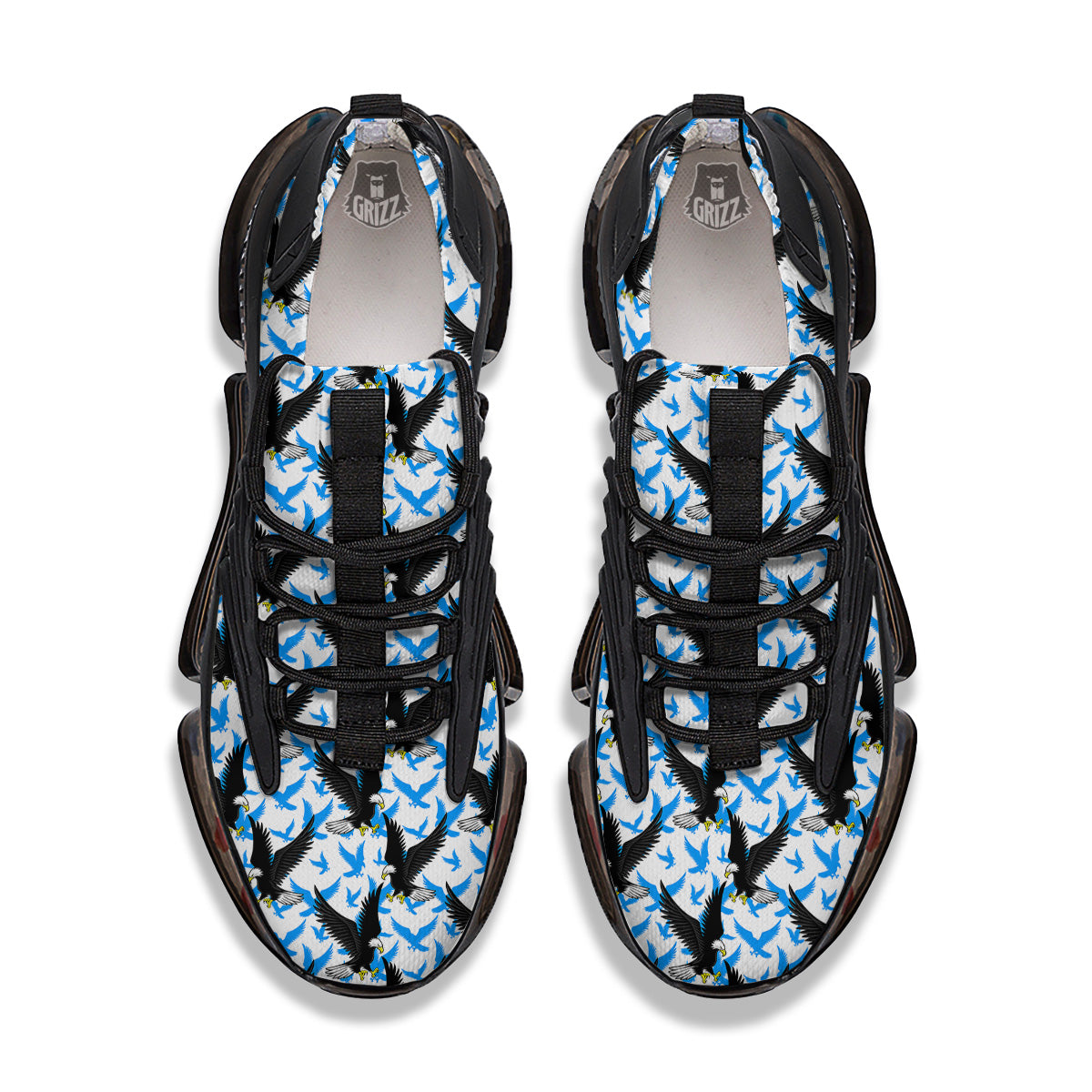 Flying Bald Eagles Blue White Print Pattern Black Gym Shoes-grizzshop