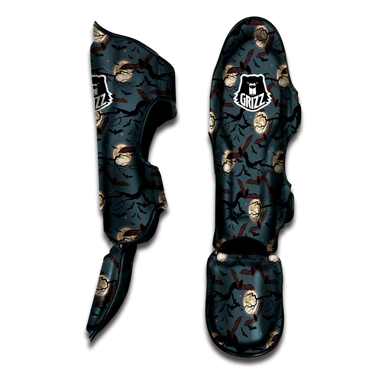 Flying Bat In The Moonlight Print Pattern Muay Thai Shin Guards-grizzshop