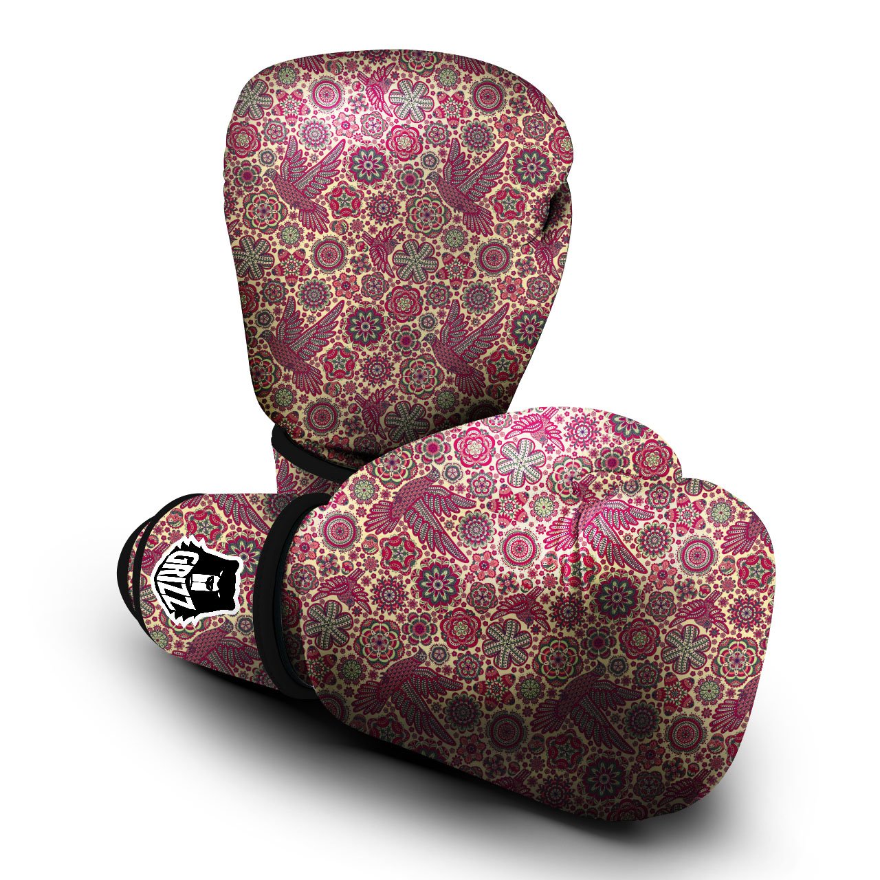Flying Bird Mandala Print Pattern Boxing Gloves-grizzshop