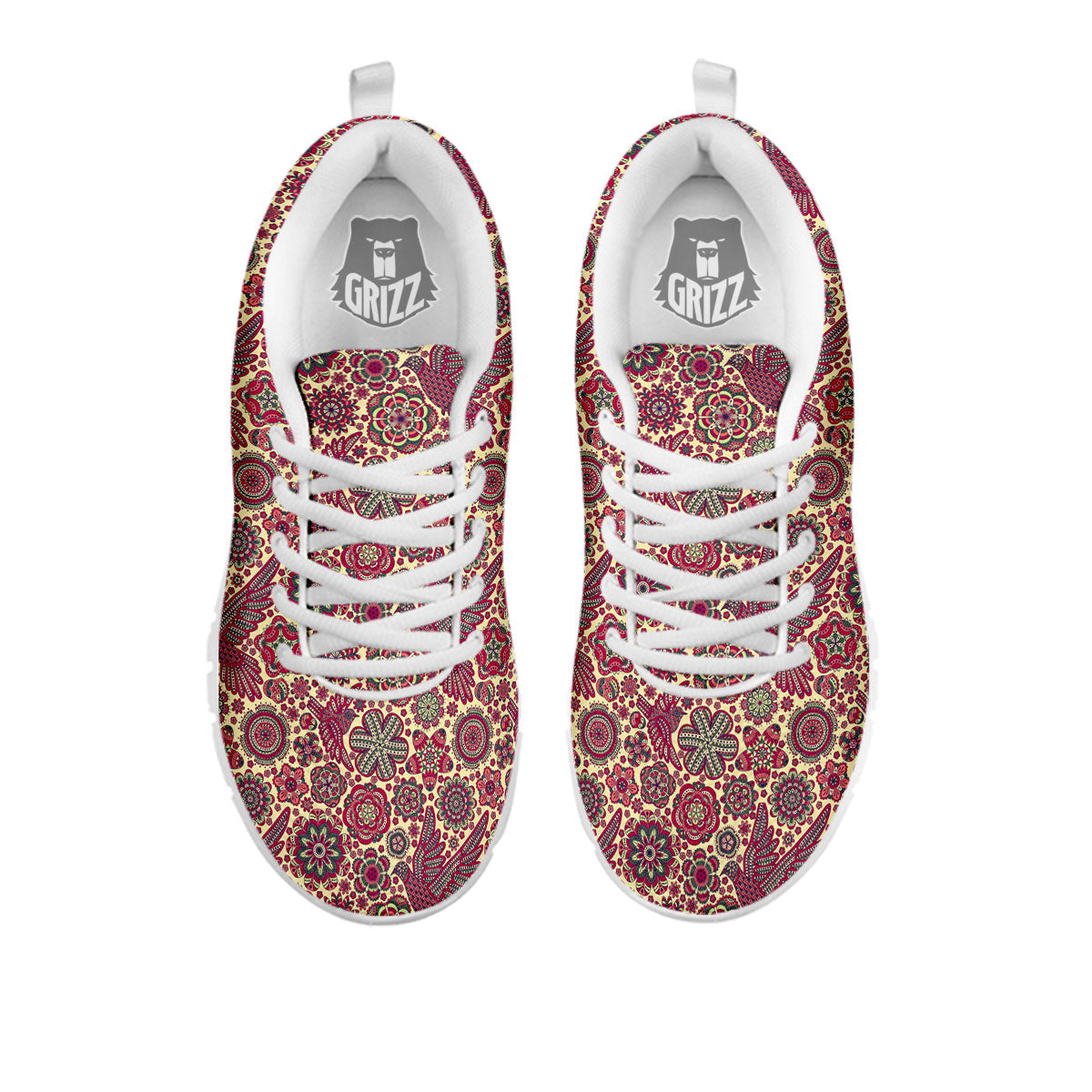 Flying Bird Mandala Print Pattern White Sneaker-grizzshop