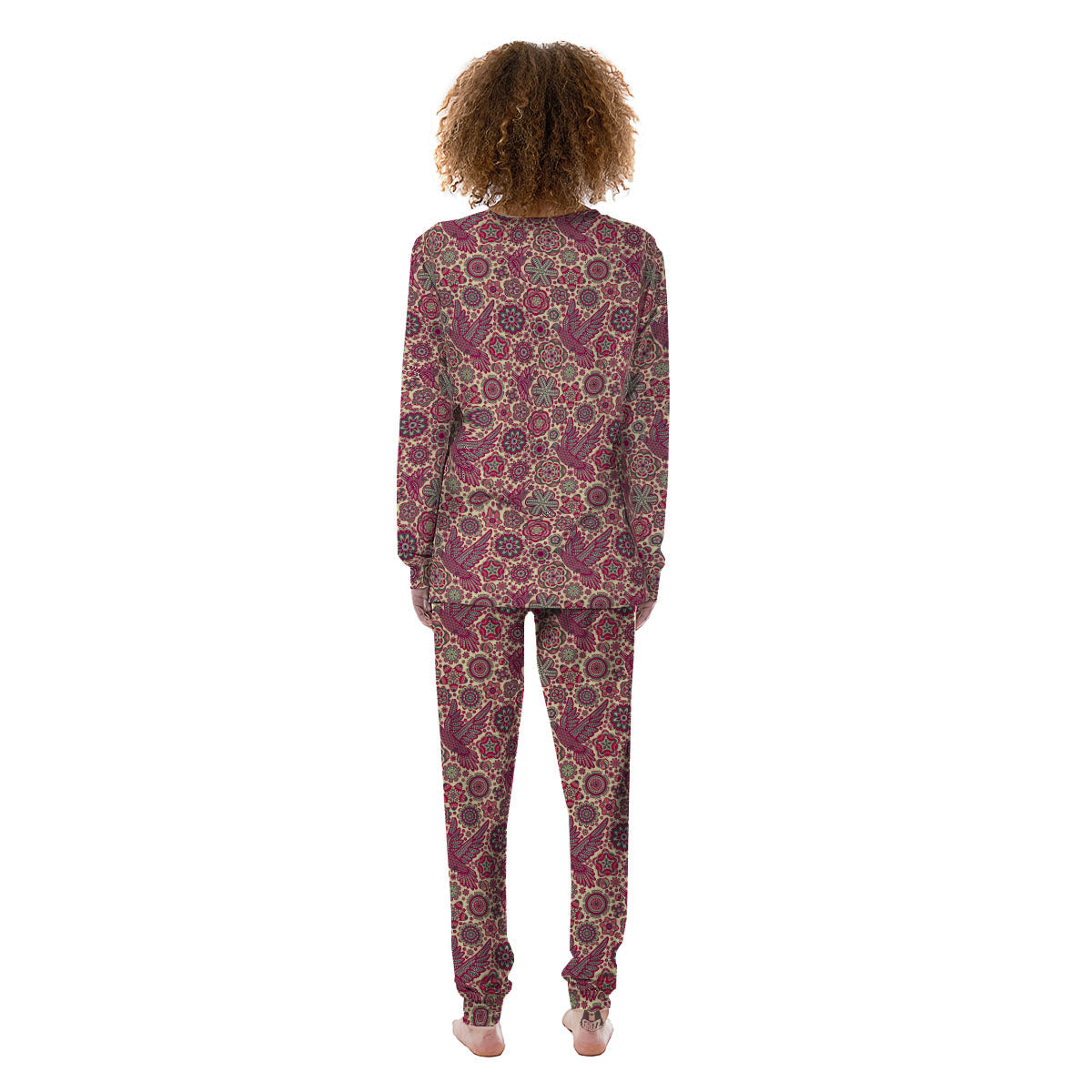 Flying Bird Mandala Print Pattern Women's Pajamas-grizzshop