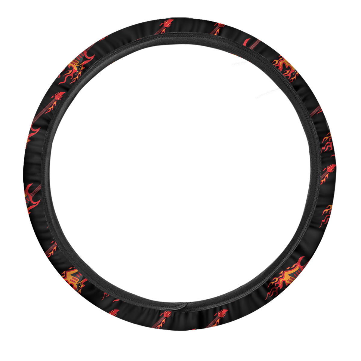 Flying Burning Guitars Print Pattern Car Steering Wheel Cover-grizzshop