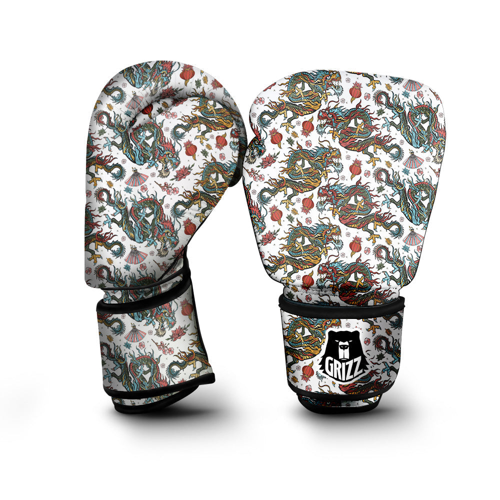 Flying Chinese Dragons Tattoo Print Pattern Boxing Gloves-grizzshop